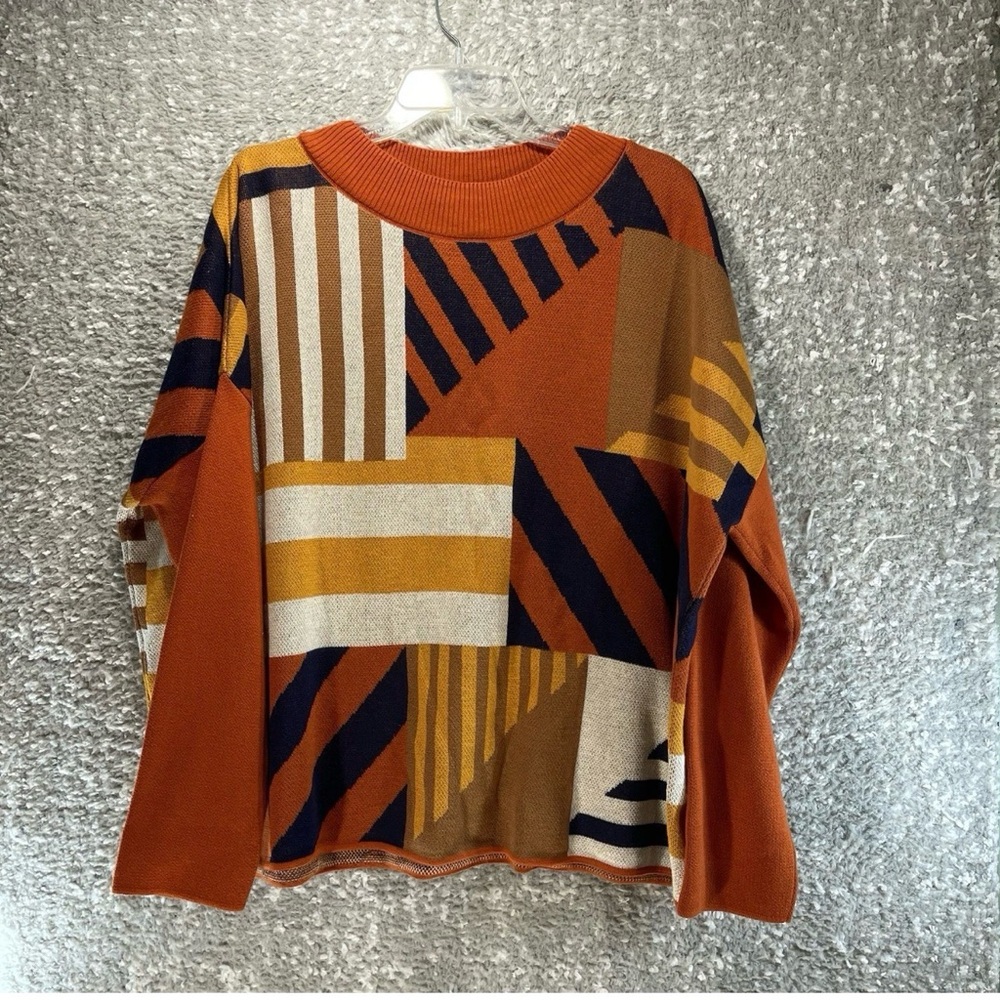 SKFK Karle Organic Cotton Geometric Print Knit Sweater Size 12 Bohemian